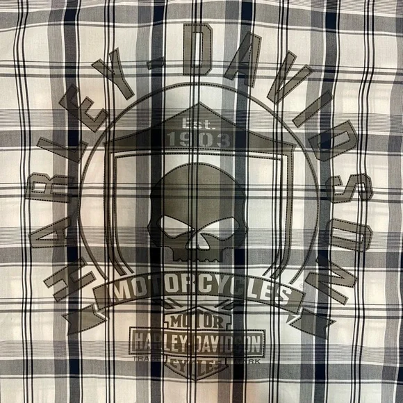 Harley Davidson Men’s Skull Shield Long Sleeve Button Down Shirt - Picture 5 of 9